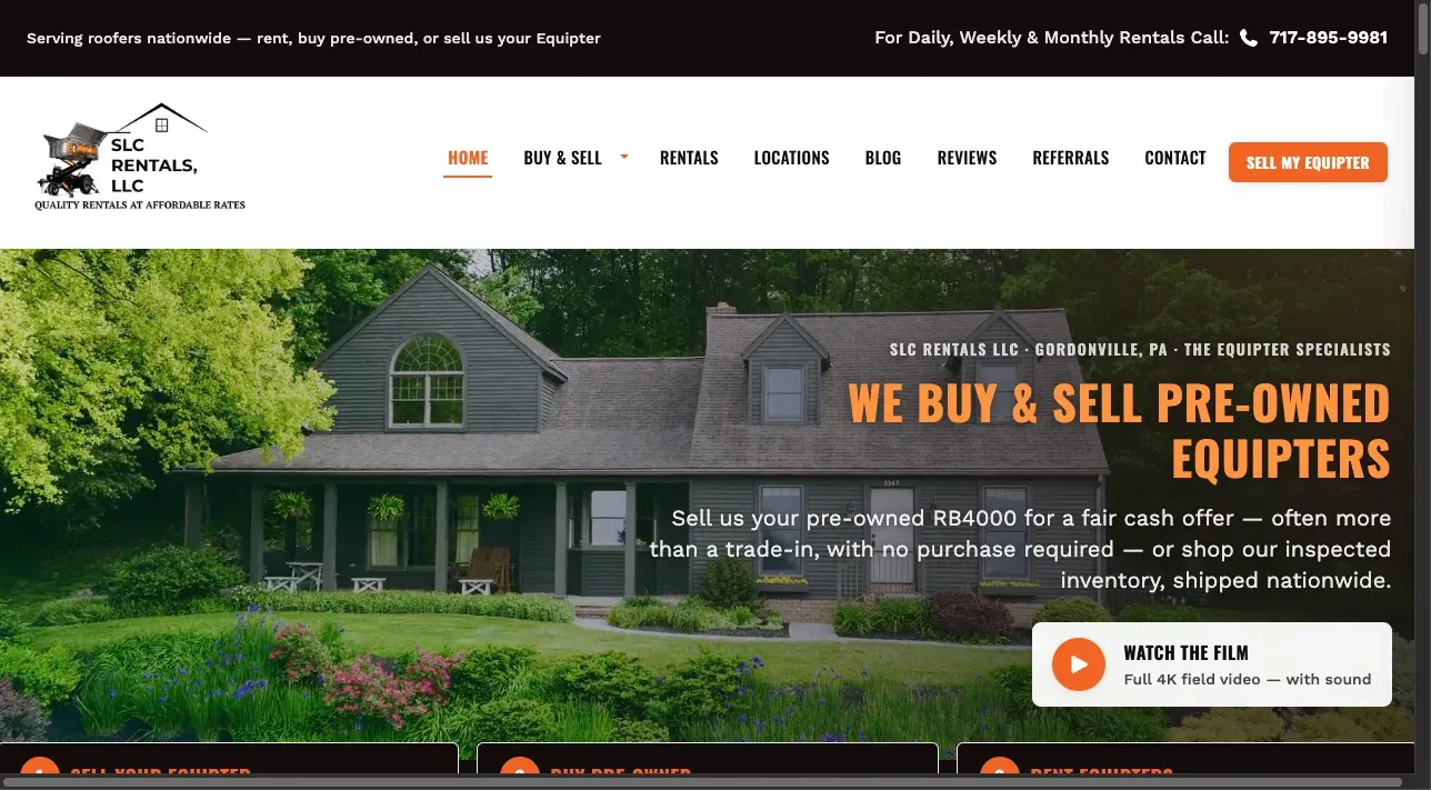 SLC Rentals public website homepage